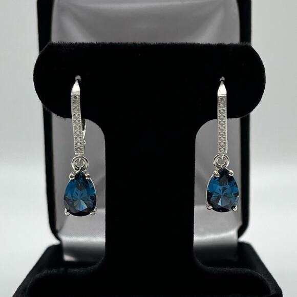 Jas Jacobs Jewelry Jewelry - BEAUTIFUL 4.5ctw Pear Cut London Blue Spinel Earrings in Sterling Silver